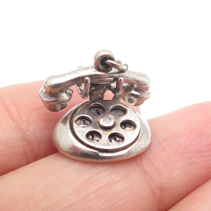 925 Sterling Silver Antique "I Love You" Rotary Telephone Minimalist Pendant