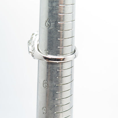 925 Sterling Silver Pear & Round-Cut Blue & White C Z Ring Size 7.25