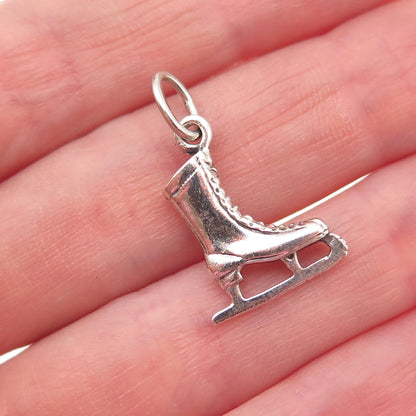 Beau 925 Sterling Silver Vintage Ice Skating Shoe Oxidized Charm Pendant