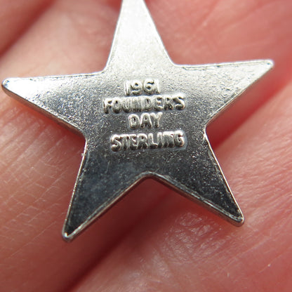 925 Sterling Silver Vintage 1961 Founders Day Beta Sigma Phi Star Charm Pendant