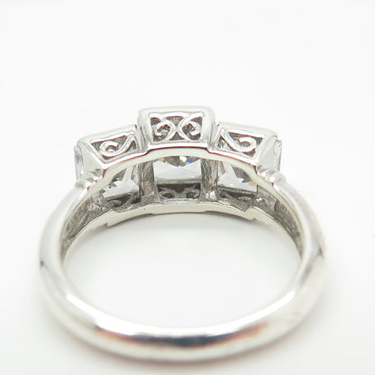 925 Sterling Silver Princess-Cut Shaped C Z Ring Size 8