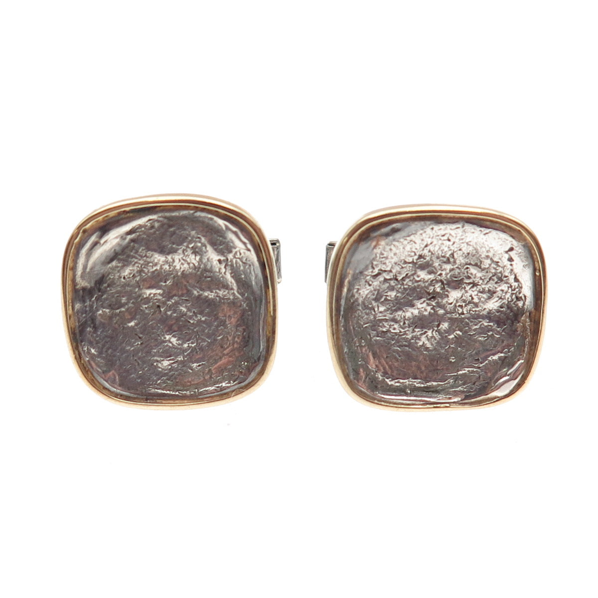 925 Sterling Silver 14K Gold Vintage Modernist Cufflinks