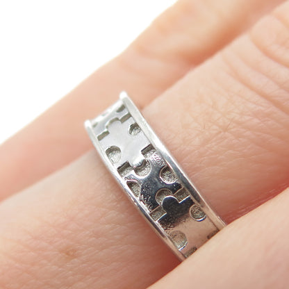 925 Sterling Silver Vintage Puzzle Band Ring Size 6.5