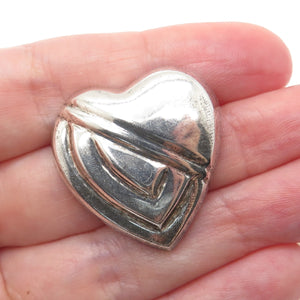 925 Sterling Silver Vintage Mexico Modernist Heart Pin Brooch