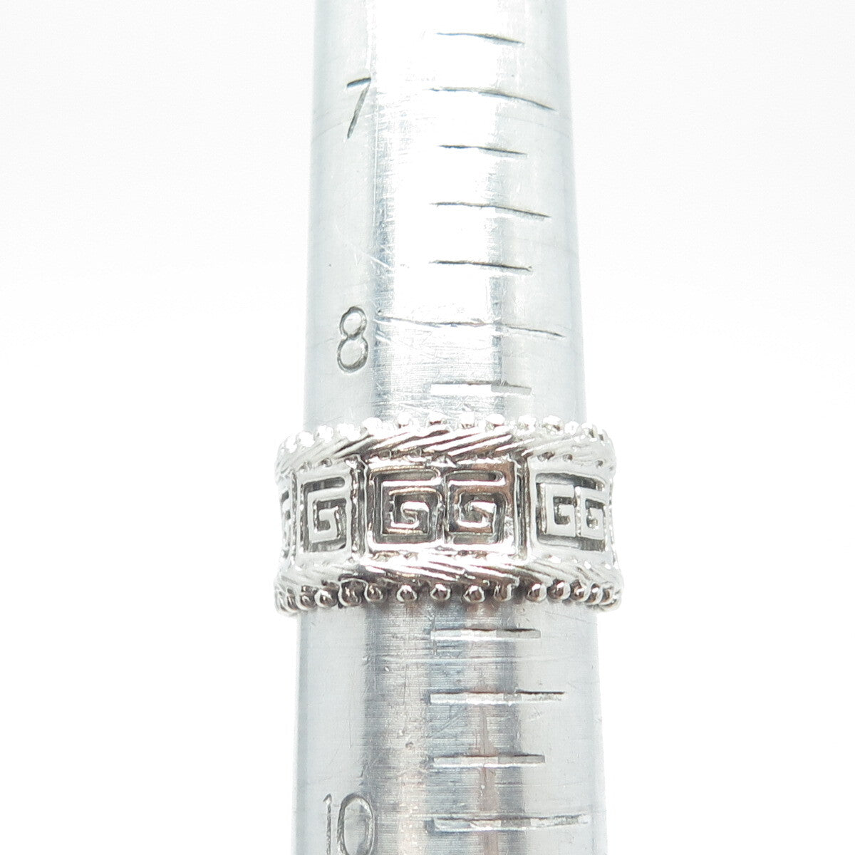 925 Sterling Silver Greek Maze Band Ring Size 9