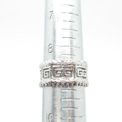 925 Sterling Silver Greek Maze Band Ring Size 9