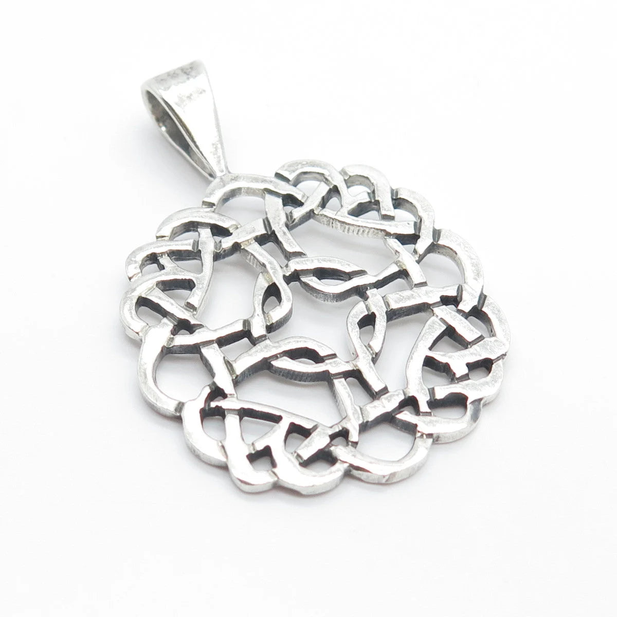 925 Sterling Silver Vintage Celtic Open Round Pendant