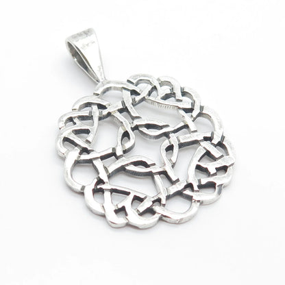 925 Sterling Silver Vintage Celtic Open Round Pendant