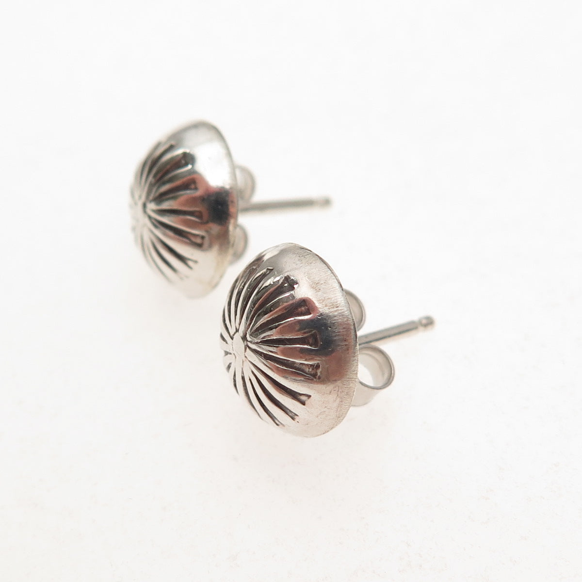 Old Pawn 925 Sterling Silver Vintage Southwestern Concho Tribal Stud Earrings