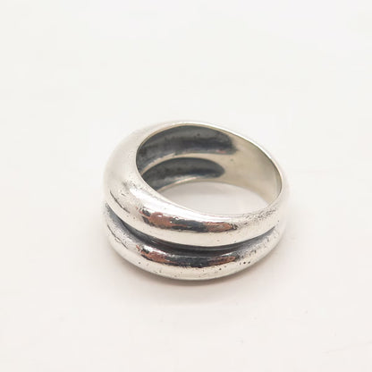 925 Sterling Silver Vintage Concave Ring Size 6.5