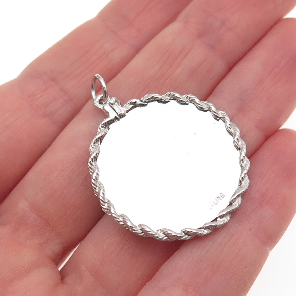 925 Sterling Silver Vintage Rhinestone Santa Merry Christmas Charm Pendant