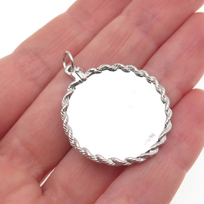 925 Sterling Silver Vintage Rhinestone Santa Merry Christmas Charm Pendant