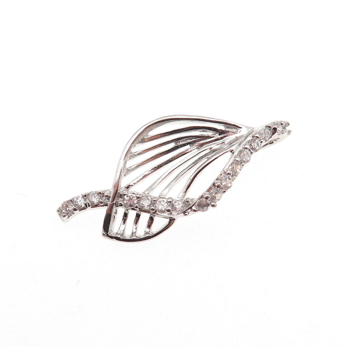 925 Sterling Silver Round-Cut C Z Floral Slide Charm Pendant