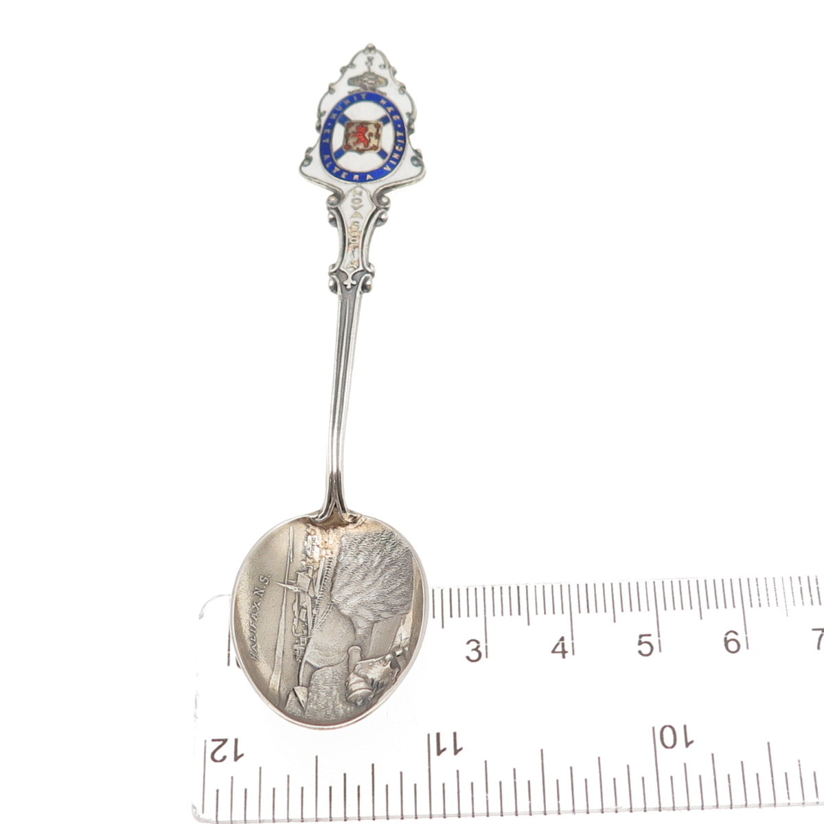 925 Sterling Antique Art Deco Canada Enamel Halifax Coat of Arms Coffee Spoon