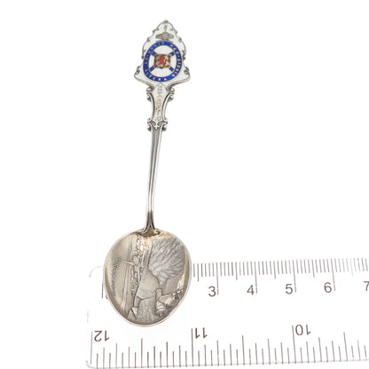 925 Sterling Antique Art Deco Canada Enamel Halifax Coat of Arms Coffee Spoon