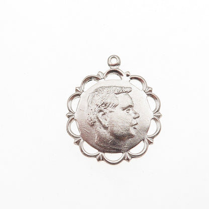 College Seal & Crest 925 Sterling Silver Vintage Boy Profile Charm Pendant