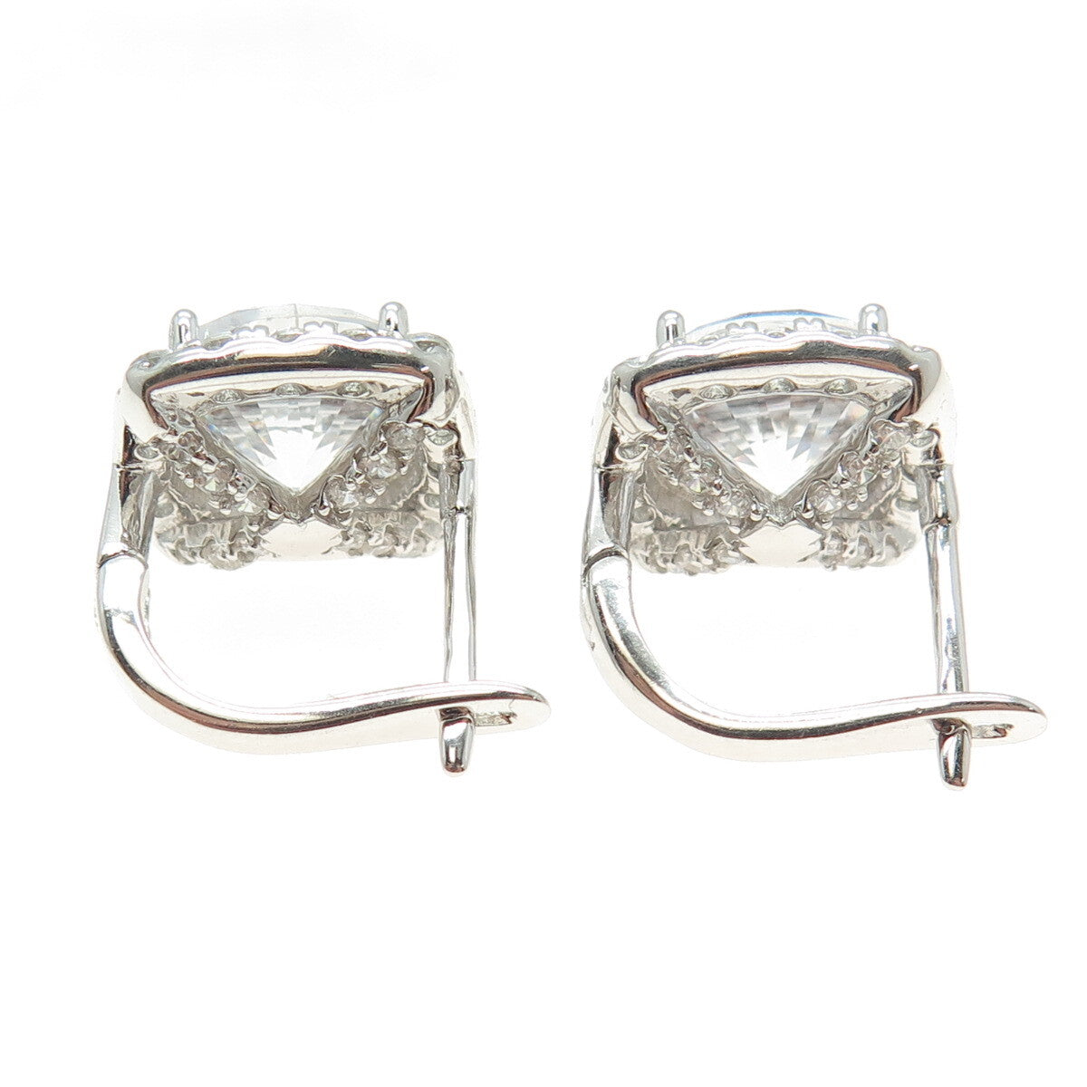 925 Sterling Silver Round-Cut C Z Earrings