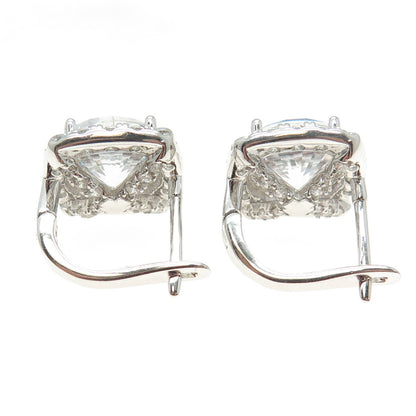925 Sterling Silver Round-Cut C Z Earrings