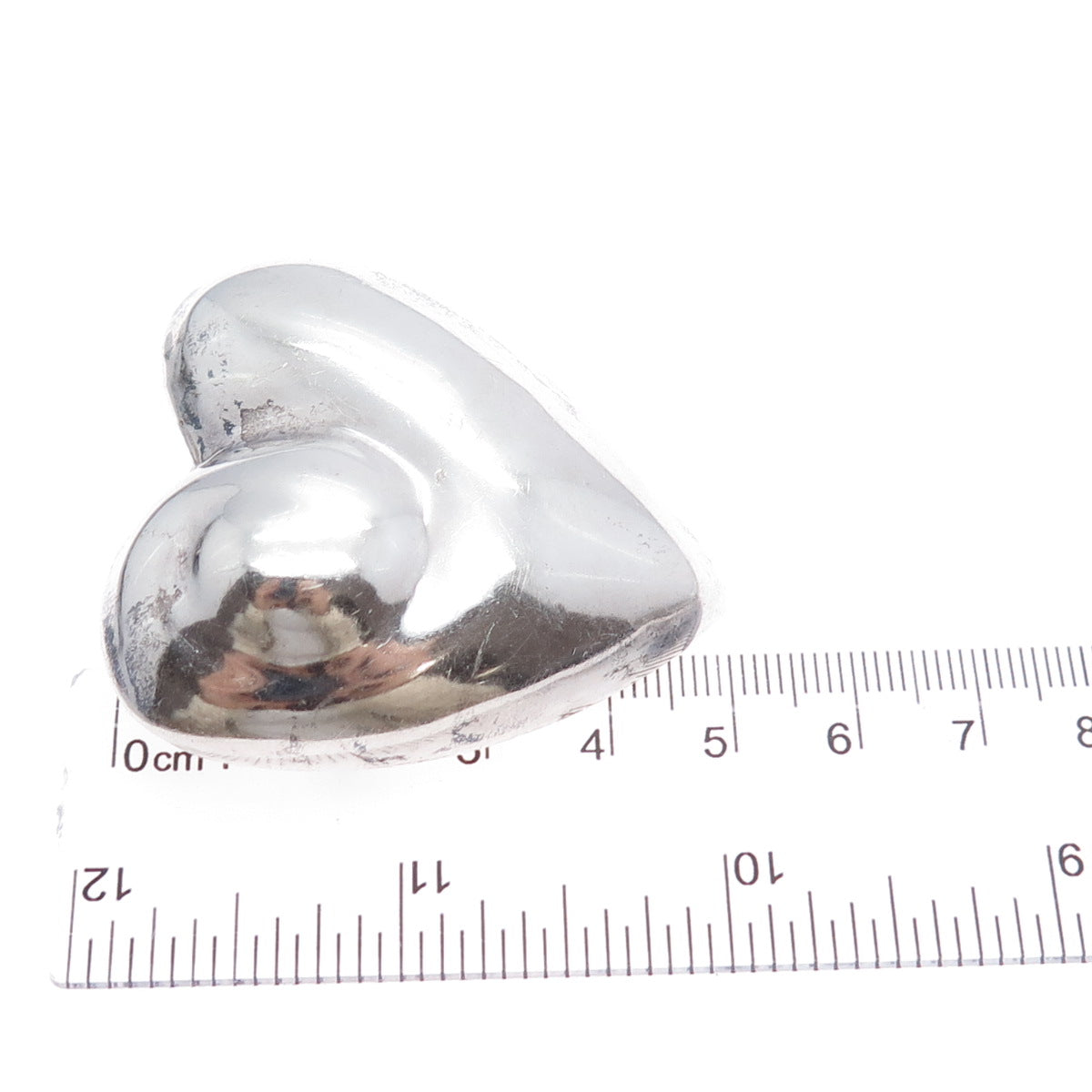 925 Sterling Silver Vintage Mexico Puffy Heart Pin Brooch / Pendant