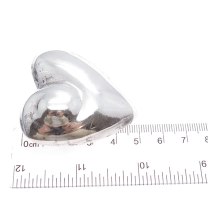 925 Sterling Silver Vintage Mexico Puffy Heart Pin Brooch / Pendant