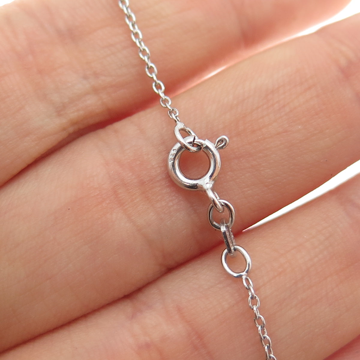 SUN 925 Sterling Silver Real Diamond Mom Dog Paw Cable Chain Necklace 16-18"