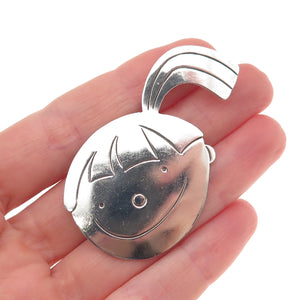 925 Sterling Silver Vintage Mexico Girl Cartoon Character Pin Brooch