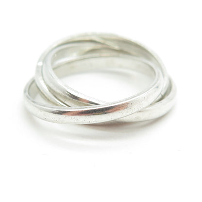 925 Sterling Silver Vintage Trinity Interlocked Band Ring Size 6.75