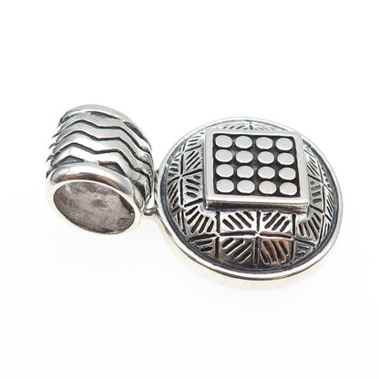 925 Sterling Silver Vintage Modernist Dotted Oxidized Pendant