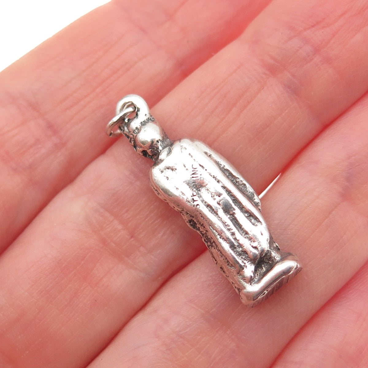 925 Sterling Silver Antique Art Deco Manneken Pis Oxidized 3D Charm Pendant