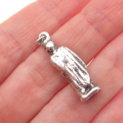 925 Sterling Silver Antique Art Deco Manneken Pis Oxidized 3D Charm Pendant