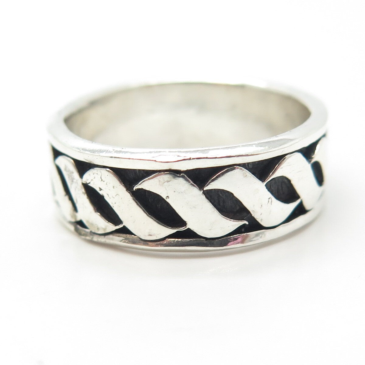 925 Sterling Silver Vintage Braided Band Ring Size 10.75