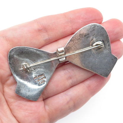 925 Sterling Silver Vintage Mexico Modernist Box Oxidized Pin Brooch / Pendant