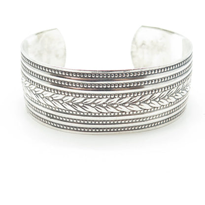 925 Sterling Silver Vintage Danecraft Floral Adjustable Cuff Bracelet 7.25"