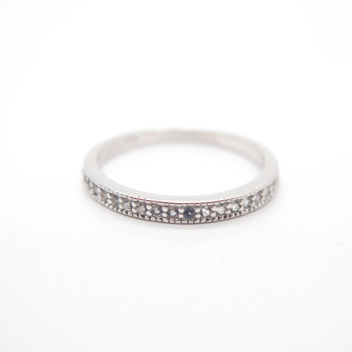 925 Sterling Silver C Z Thin Band Ring Size 8
