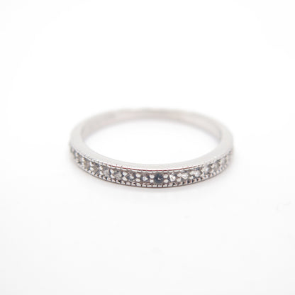 925 Sterling Silver C Z Thin Band Ring Size 8