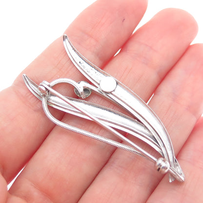 CURTIS CURTMAN 925 Sterling Silver Vintage Modenrist Floral Leaf Pin Brooch