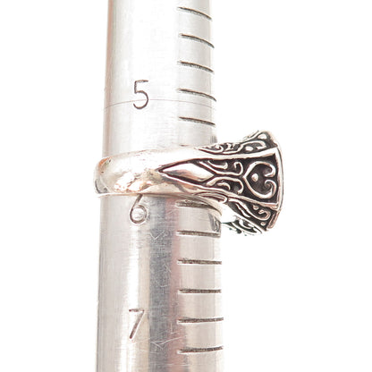 925 Sterling Silver Vintage Real Lemon Citrine Oxidized Ring Size 6