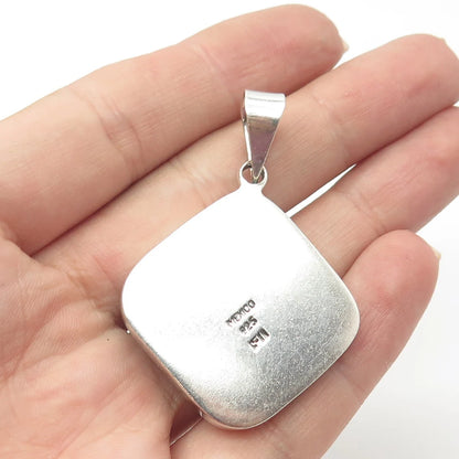 925 Sterling Silver Vintage Mexico Roman Glass Pendant