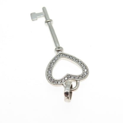 925 Sterling Silver Round-Cut Shaped C Z Key Pendant