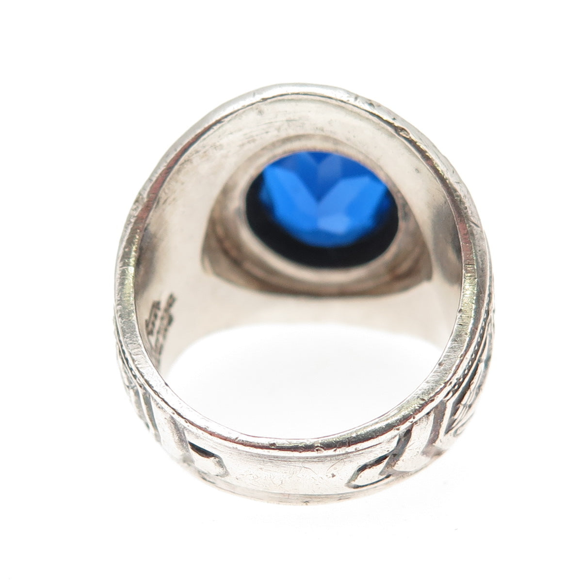 Reed&Co Sterling Vintage 1979 Lab-Sapphire Straubenmuller School Ring Size 6.75