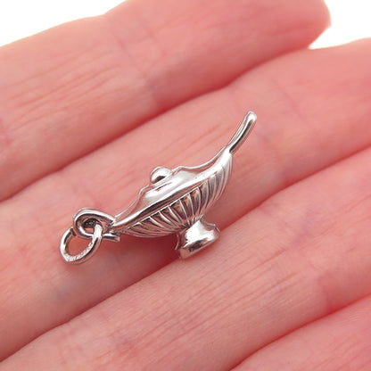 AE Art's Elegance 925 Sterling Silver Vintage Aladdin Lamp 3D Mini Charm Pendant