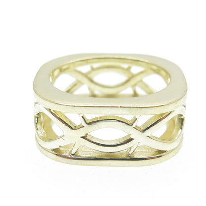 925 Sterling Silver Gold Plated Woven Square Band Ring Size 7.5