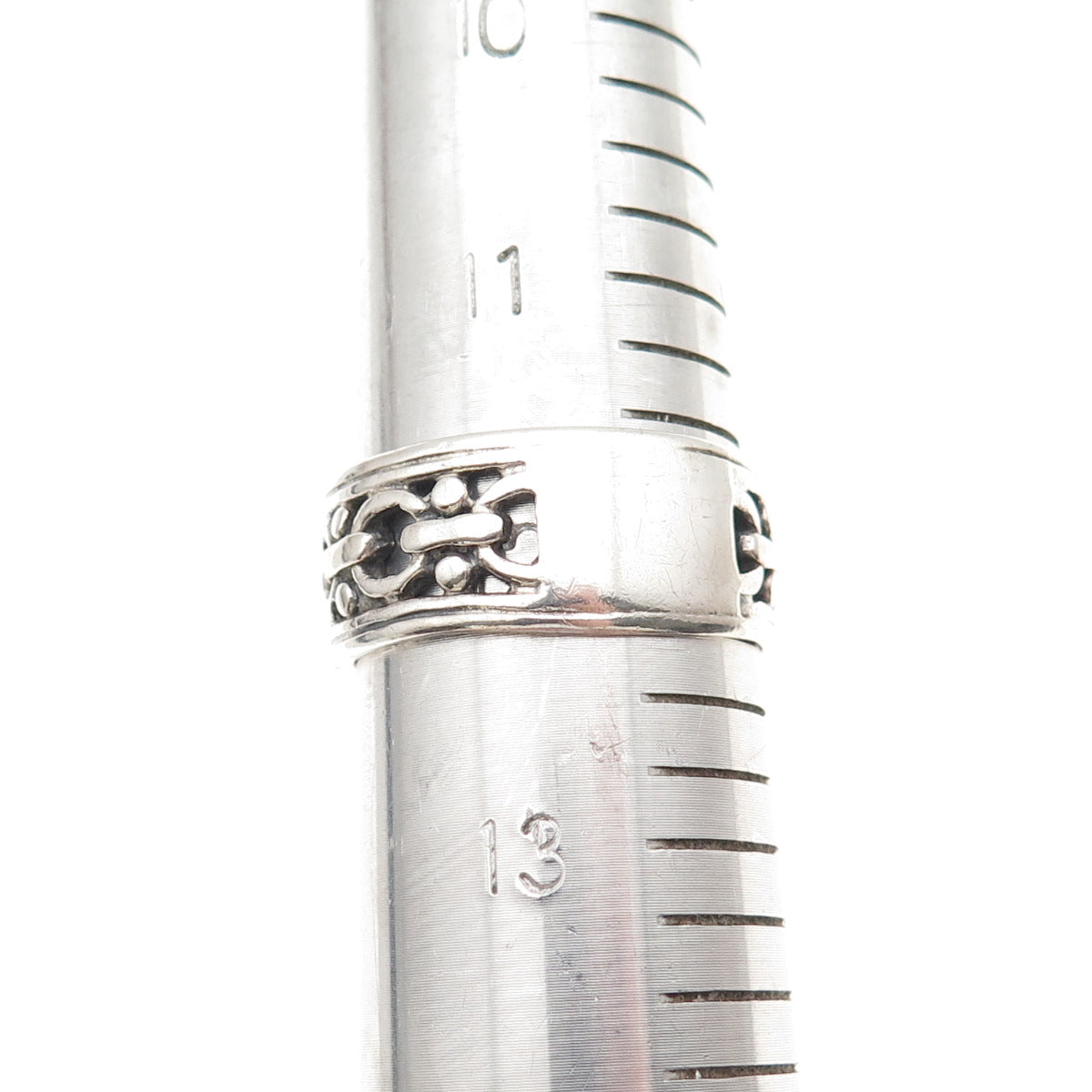 925 Sterling Silver Vintage Chain Link Oxidized Band Ring Size 12.25