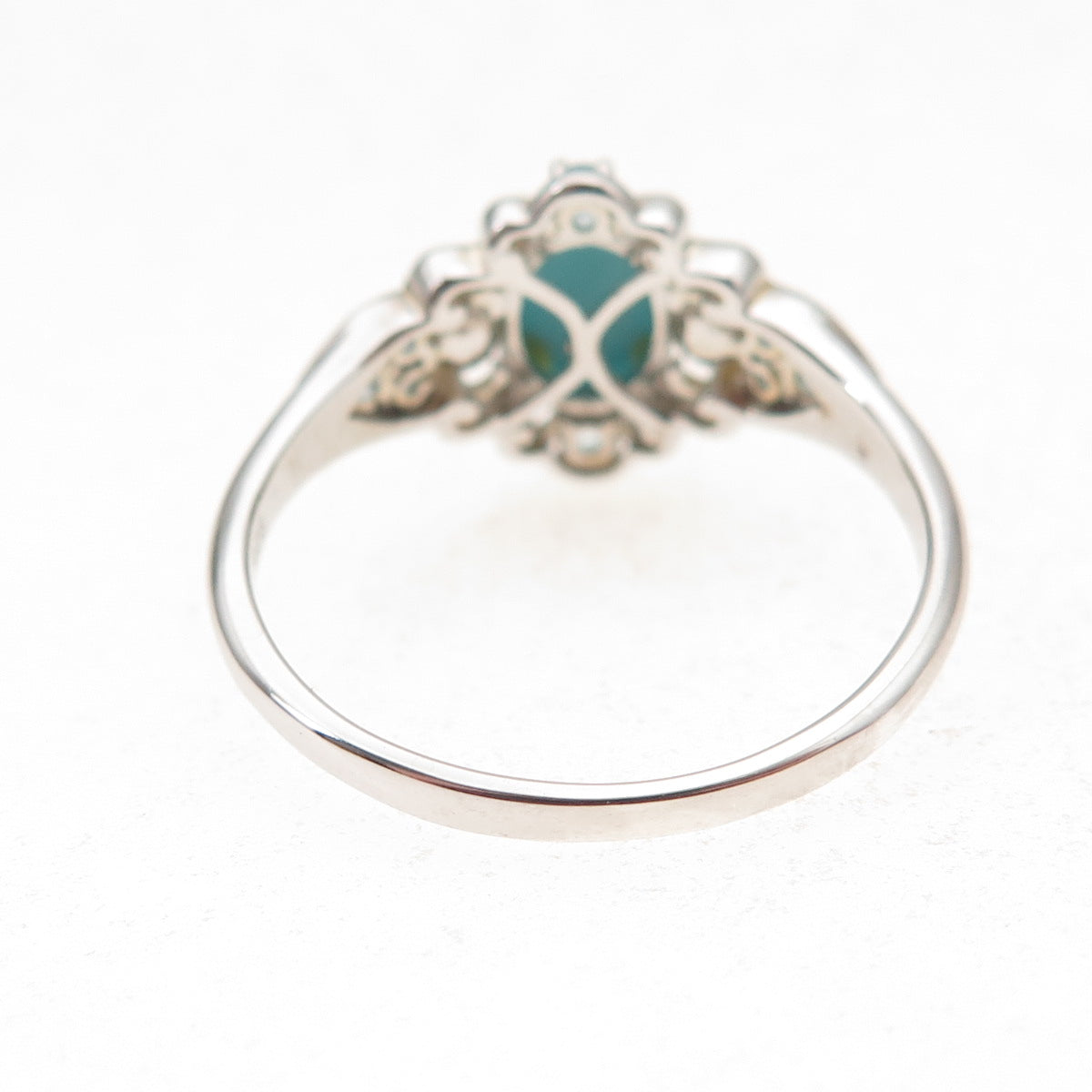 925 Sterling Silver Real Turquoise Pearl & Blue Topaz Ring Size 10.25