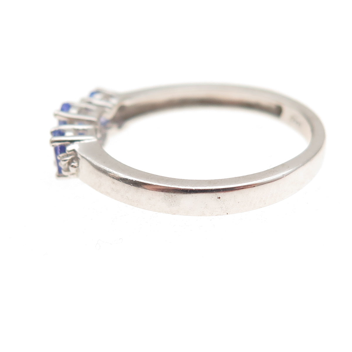 Chuck Clemency 925 Sterling Silver Real Tanzanite & White Topaz Ring Size 8.25