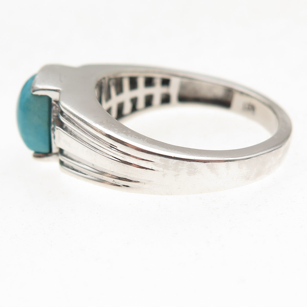 Chuck Clemency 925 Sterling Silver Real Diamond & Turquoise Ring Size 10.25