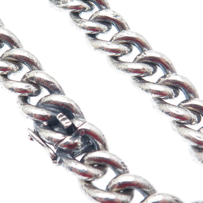 925 Sterling Silver Vintage Mexico Curb Link Oxidized Bracelet 6.75"