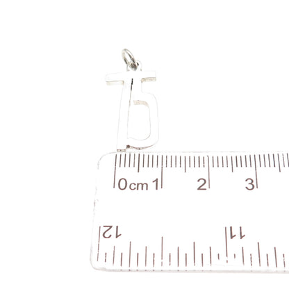 925 Sterling Silver Vintage Lucky Number 75 Charm Pendant