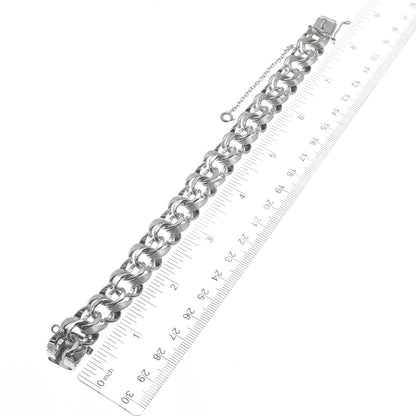 AMERICAN 925 Sterling Silver Antique Art Deco Bismark Link Bracelet 7.25"