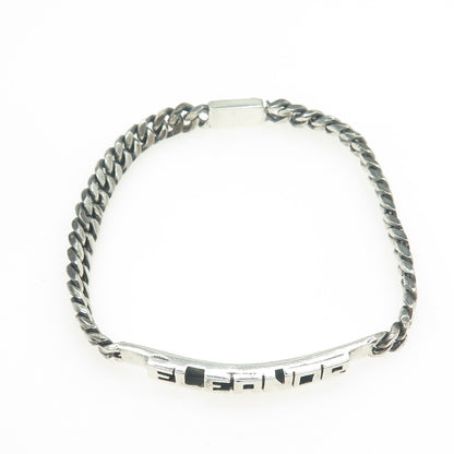 925 Sterling Silver Vintage Mexico "Eleonor" ID Cuban Link Bracelet 7"